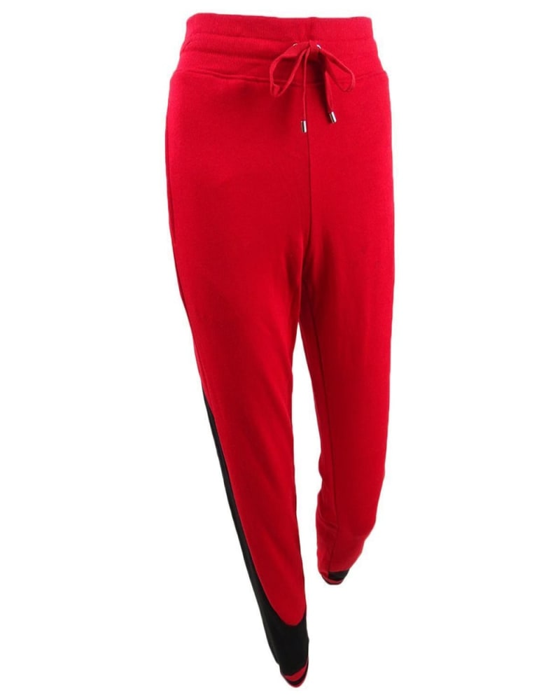 Front of a size 2X Ralph Lauren Women's Terry Track Pants Red 2X in Red by Ralph Lauren. | dia_product_style_image_id:311036